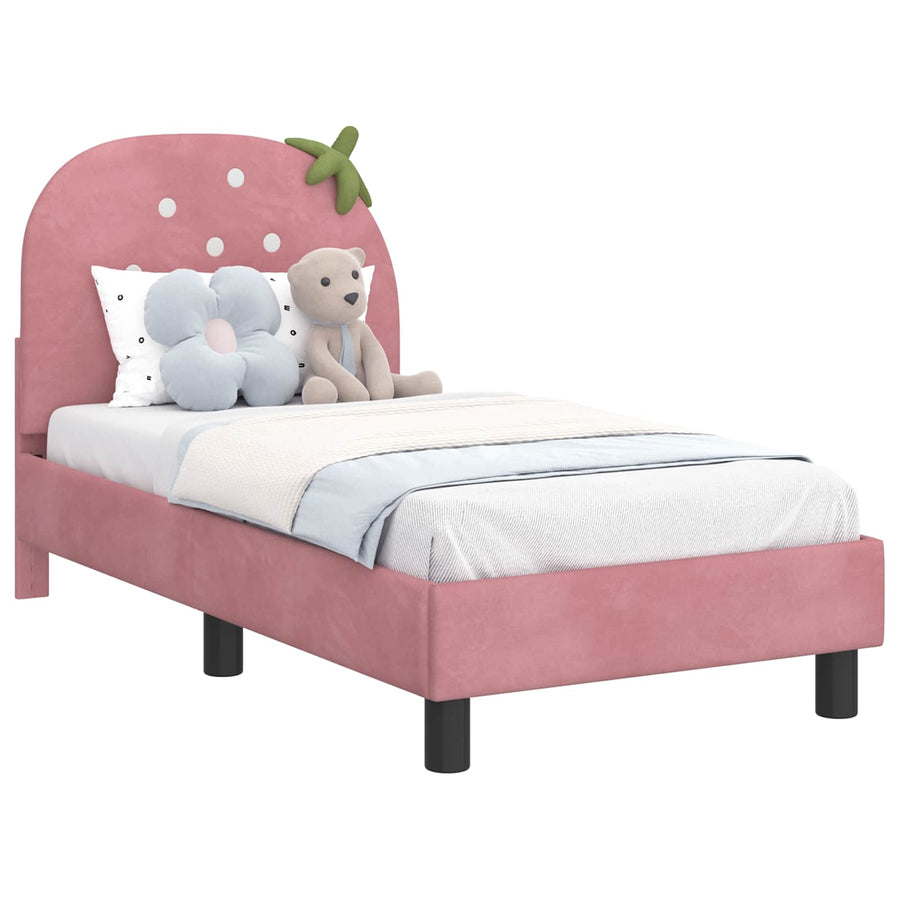 Peuterbedframe met hoofdbord Roze 70 x 140 cm Fluweel