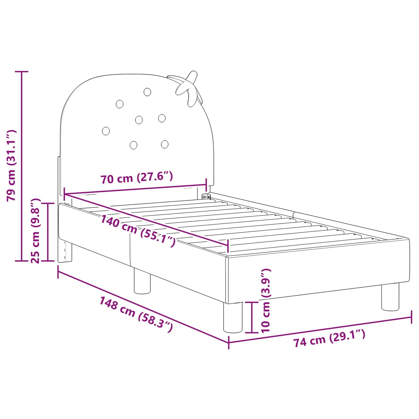 Peuterbedframe met hoofdbord Roze 70 x 140 cm Fluweel