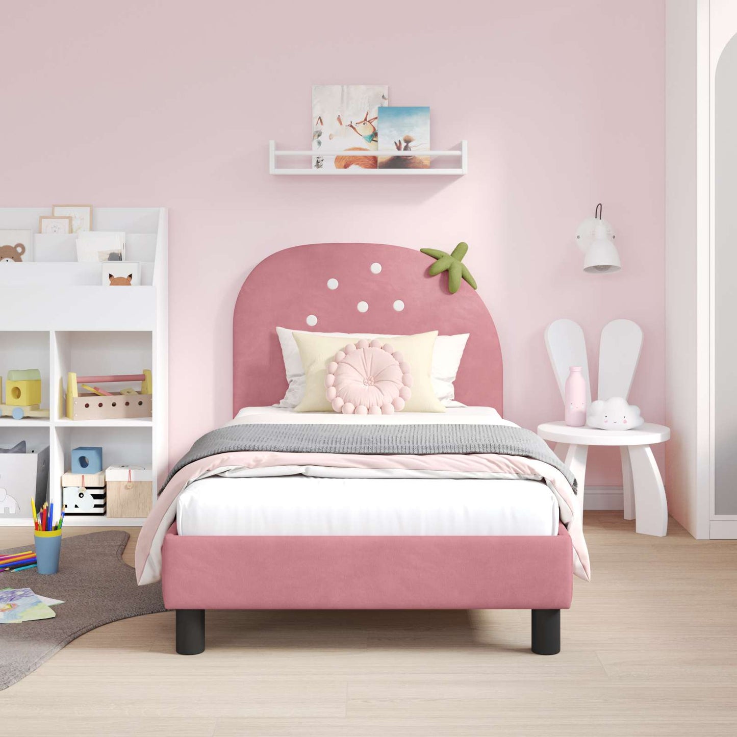 Bedframe voor kinderen met hoofdbord Roze 80 x 160 cm Fluweel