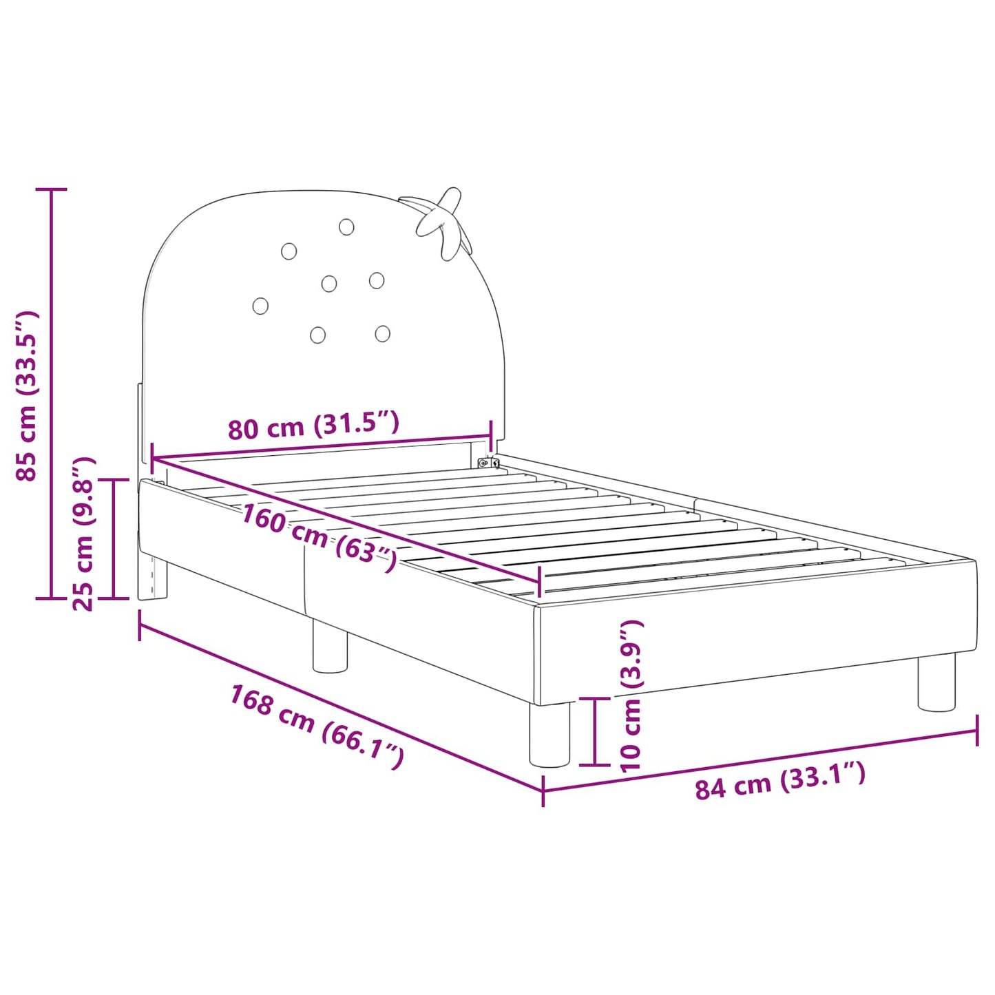Bedframe voor kinderen met hoofdbord Roze 80 x 160 cm Fluweel