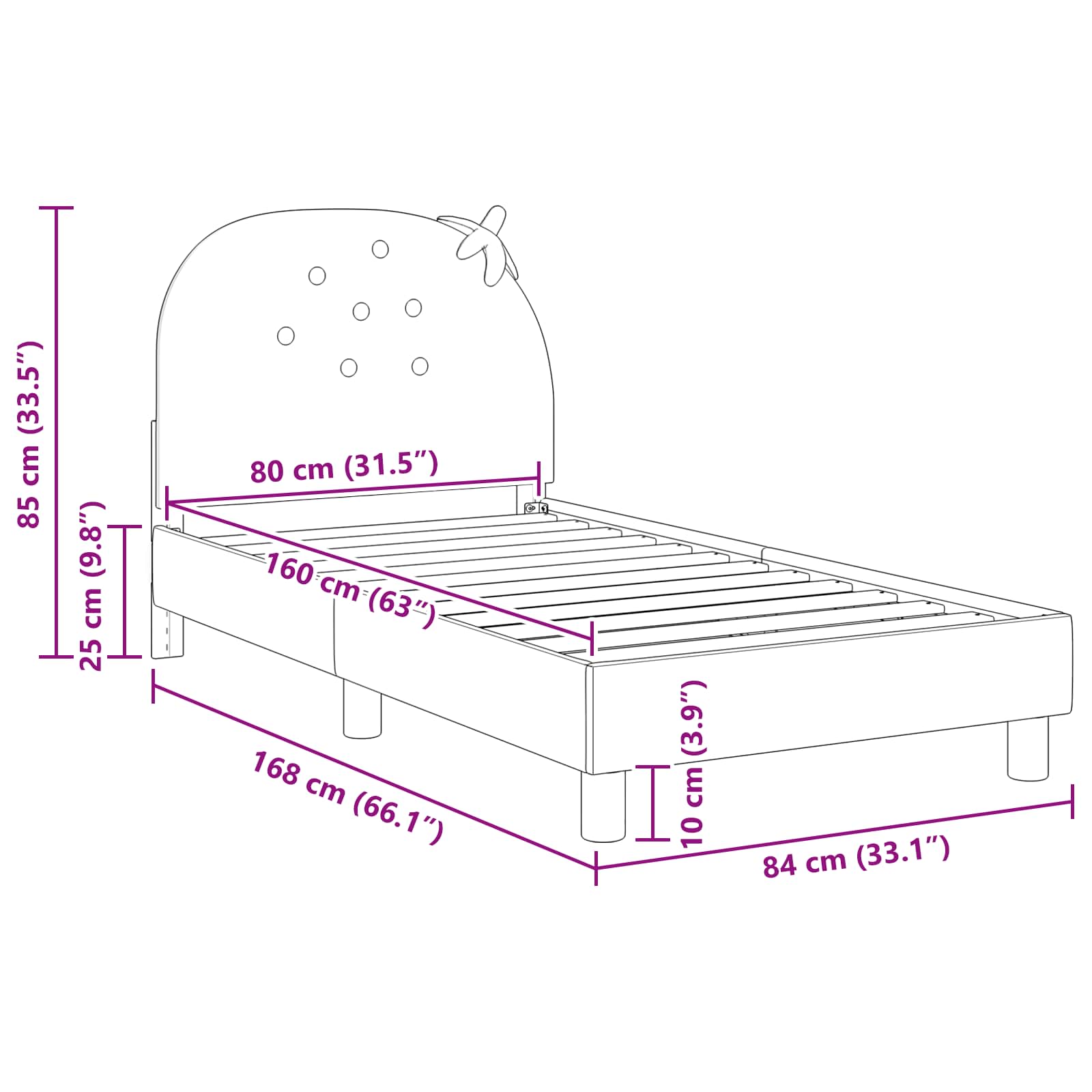 Bedframe voor kinderen met hoofdbord Roze 80 x 160 cm Fluweel