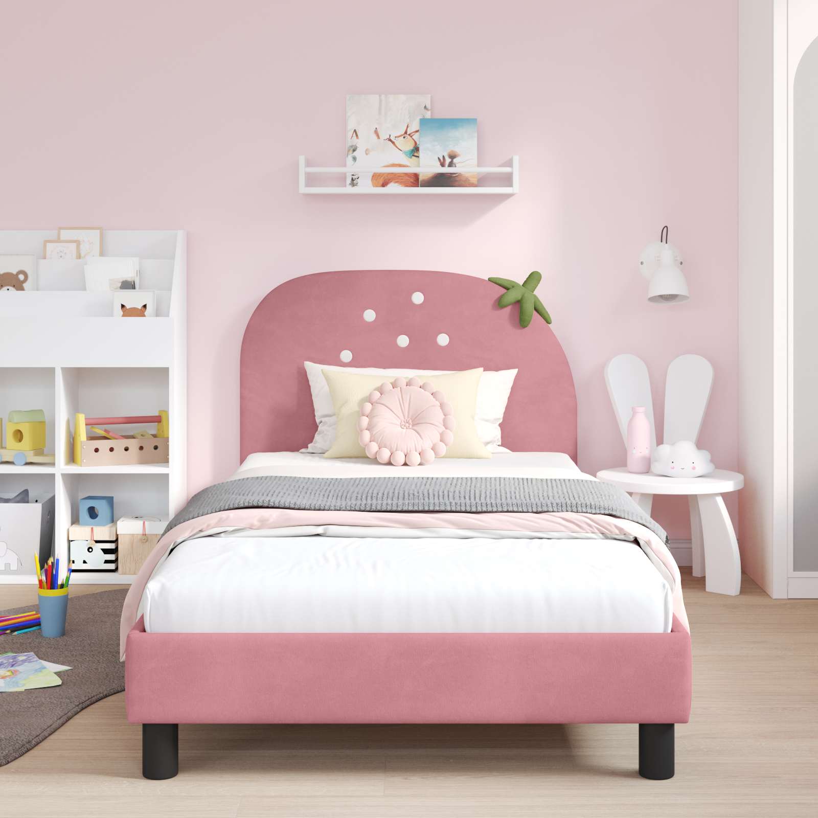Bedframe voor kinderen met hoofdbord Roze 80 x 200 cm Fluweel