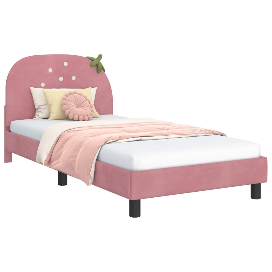 Bedframe voor kinderen met hoofdbord Roze 90 x 190 cm Fluweel