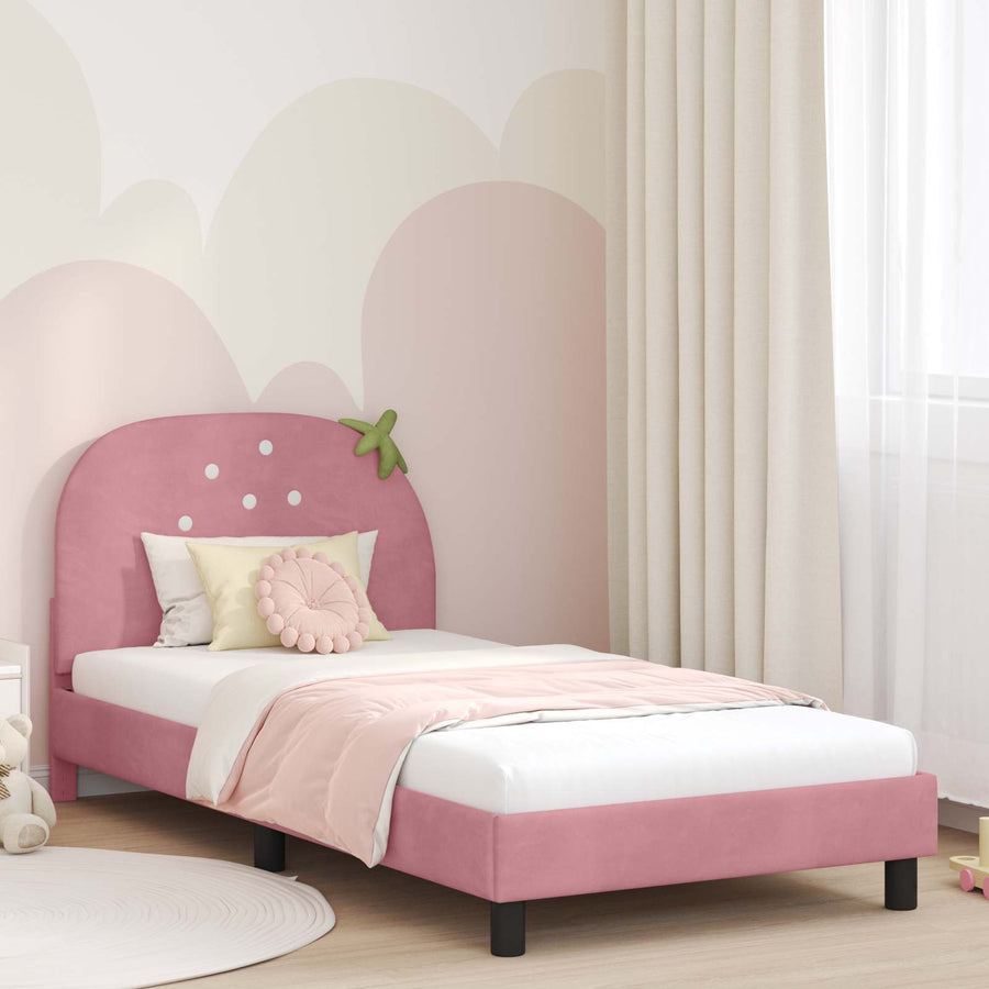 Bedframe voor kinderen met hoofdbord Roze 90 x 200 cm Fluweel