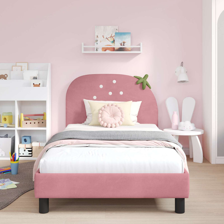 Bedframe voor kinderen met hoofdbord Roze 90 x 200 cm Fluweel