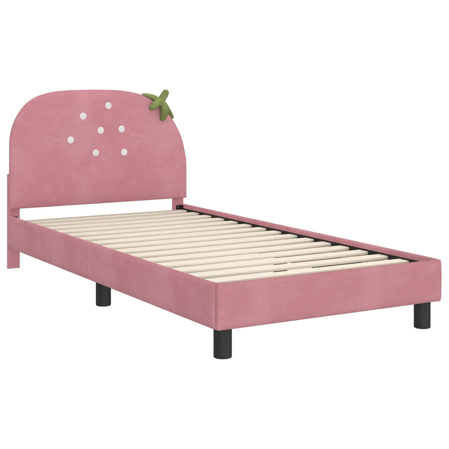 Bedframe voor kinderen met hoofdbord Roze 90 x 200 cm Fluweel