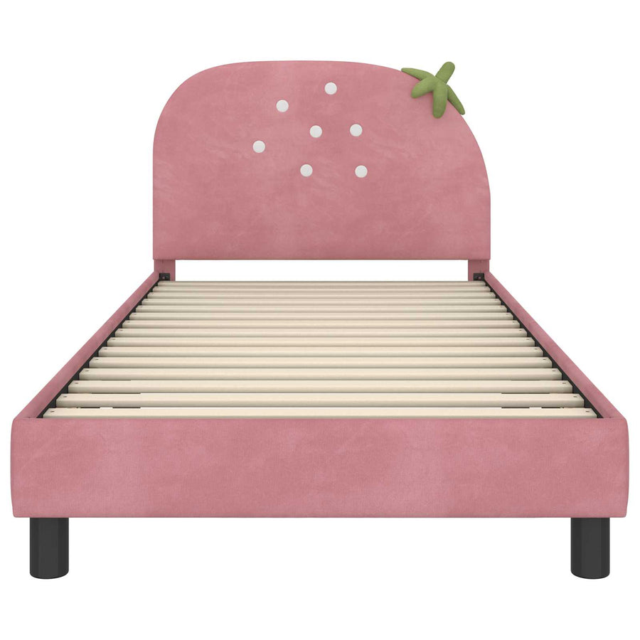 Bedframe voor kinderen met hoofdbord Roze 90 x 200 cm Fluweel