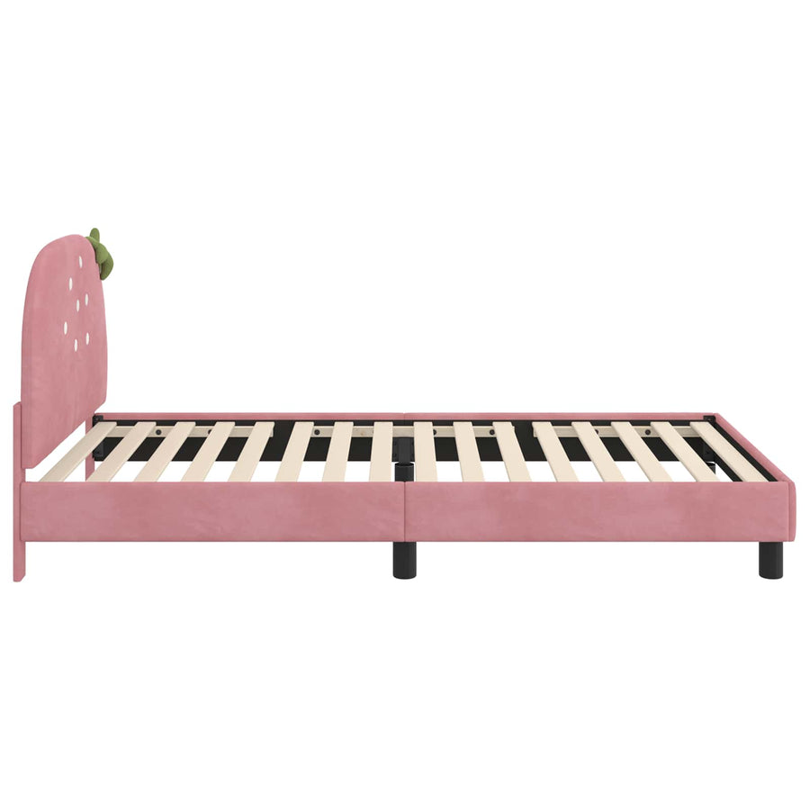 Bedframe voor kinderen met hoofdbord Roze 90 x 200 cm Fluweel