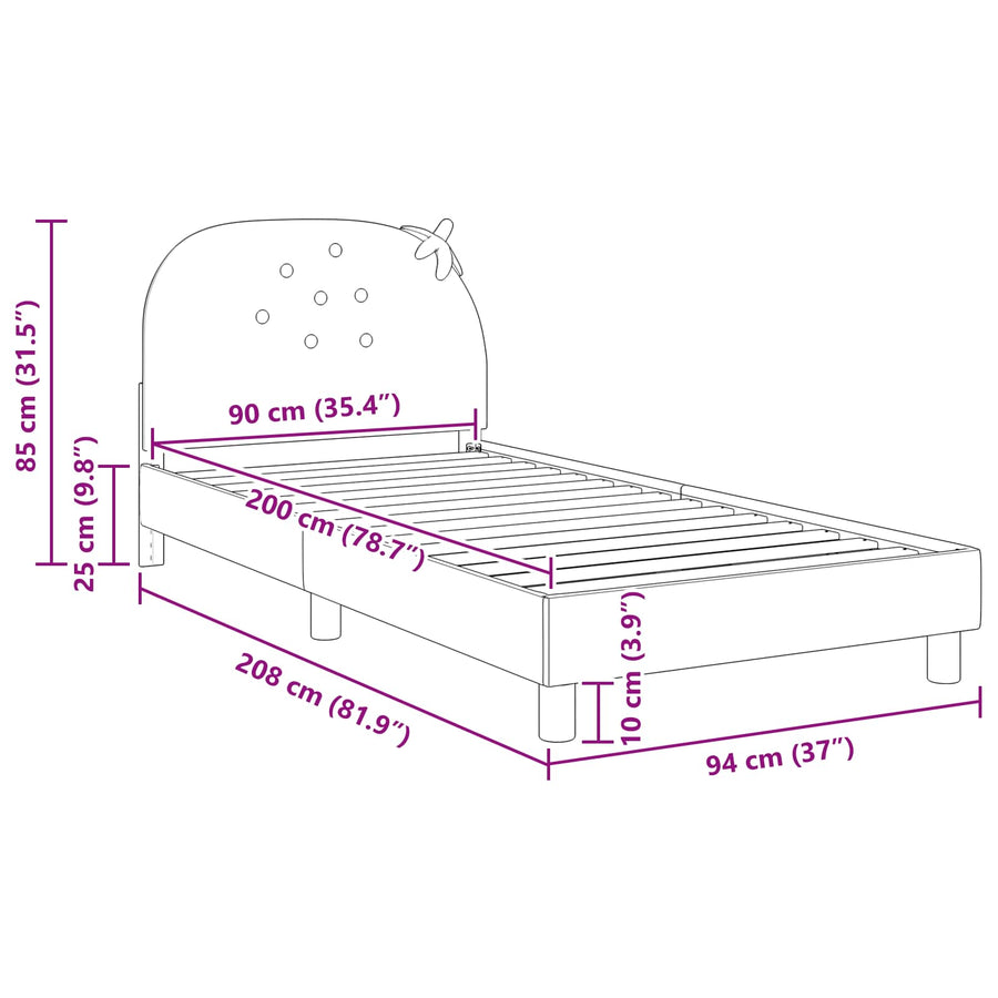 Bedframe voor kinderen met hoofdbord Roze 90 x 200 cm Fluweel