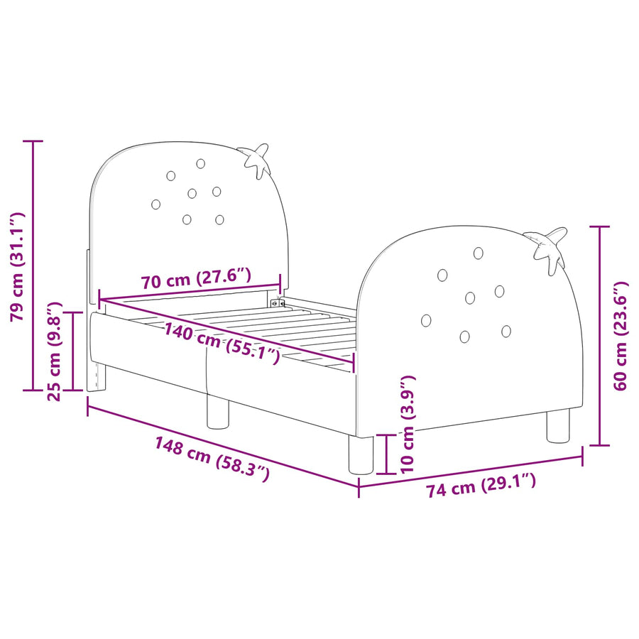 Peuterbedframe met hoofdbord Roze 70 x 140 cm Fluweel