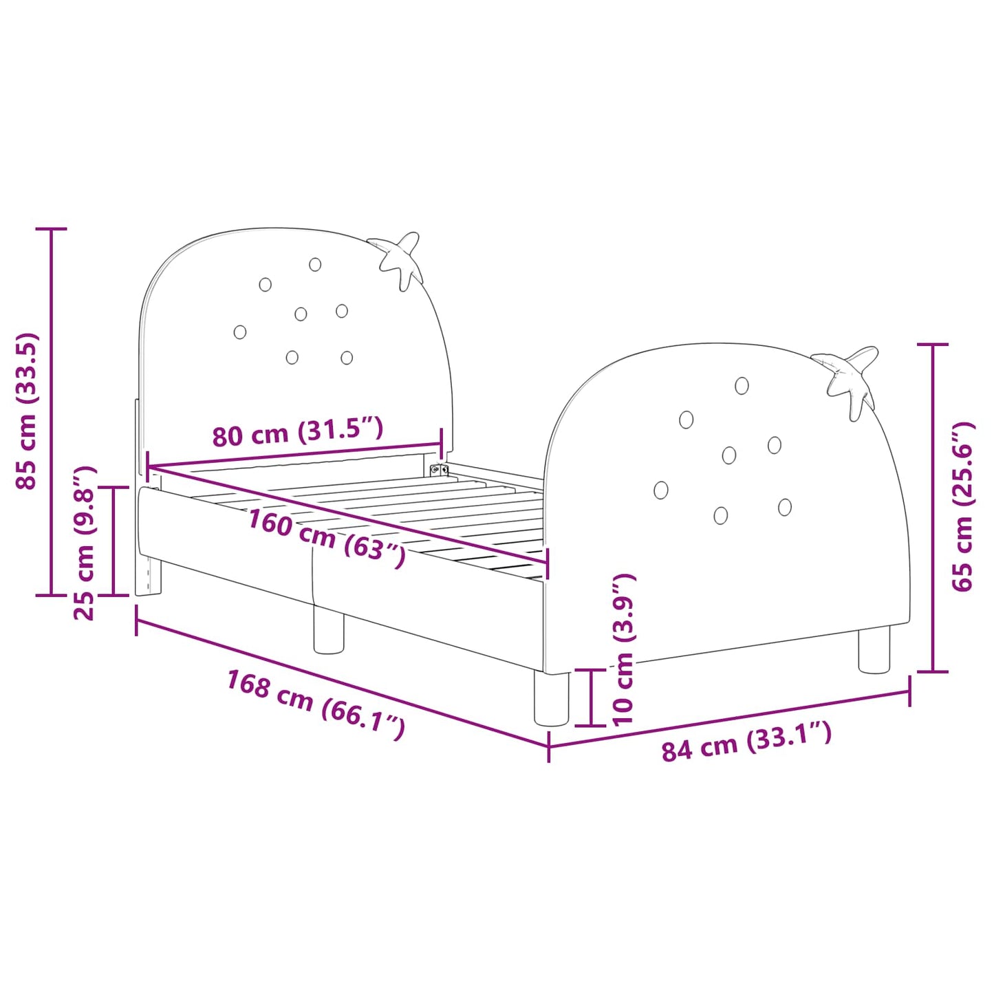 Bedframe voor kinderen met hoofdbord Roze 80 x 160 cm Fluweel
