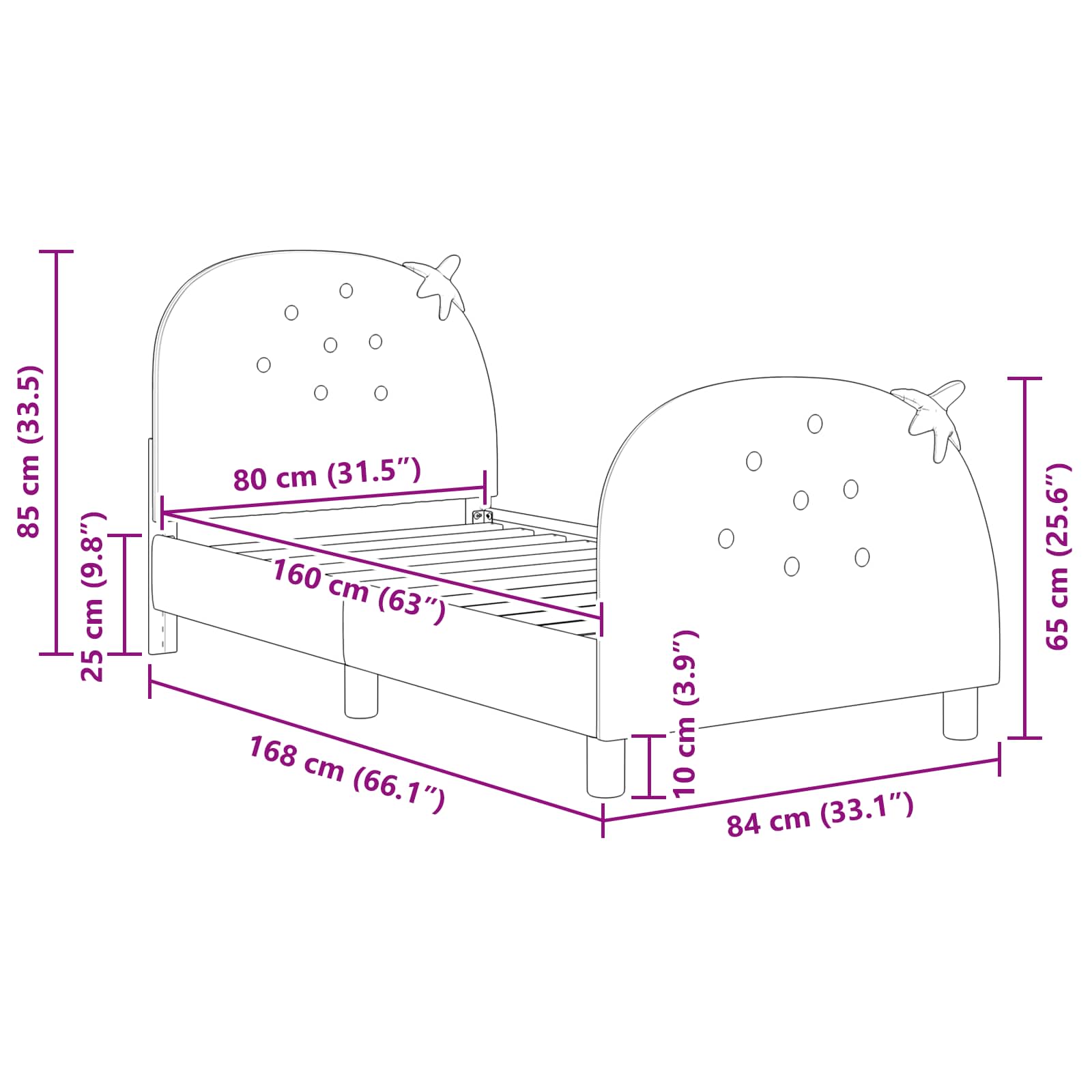Bedframe voor kinderen met hoofdbord Roze 80 x 160 cm Fluweel