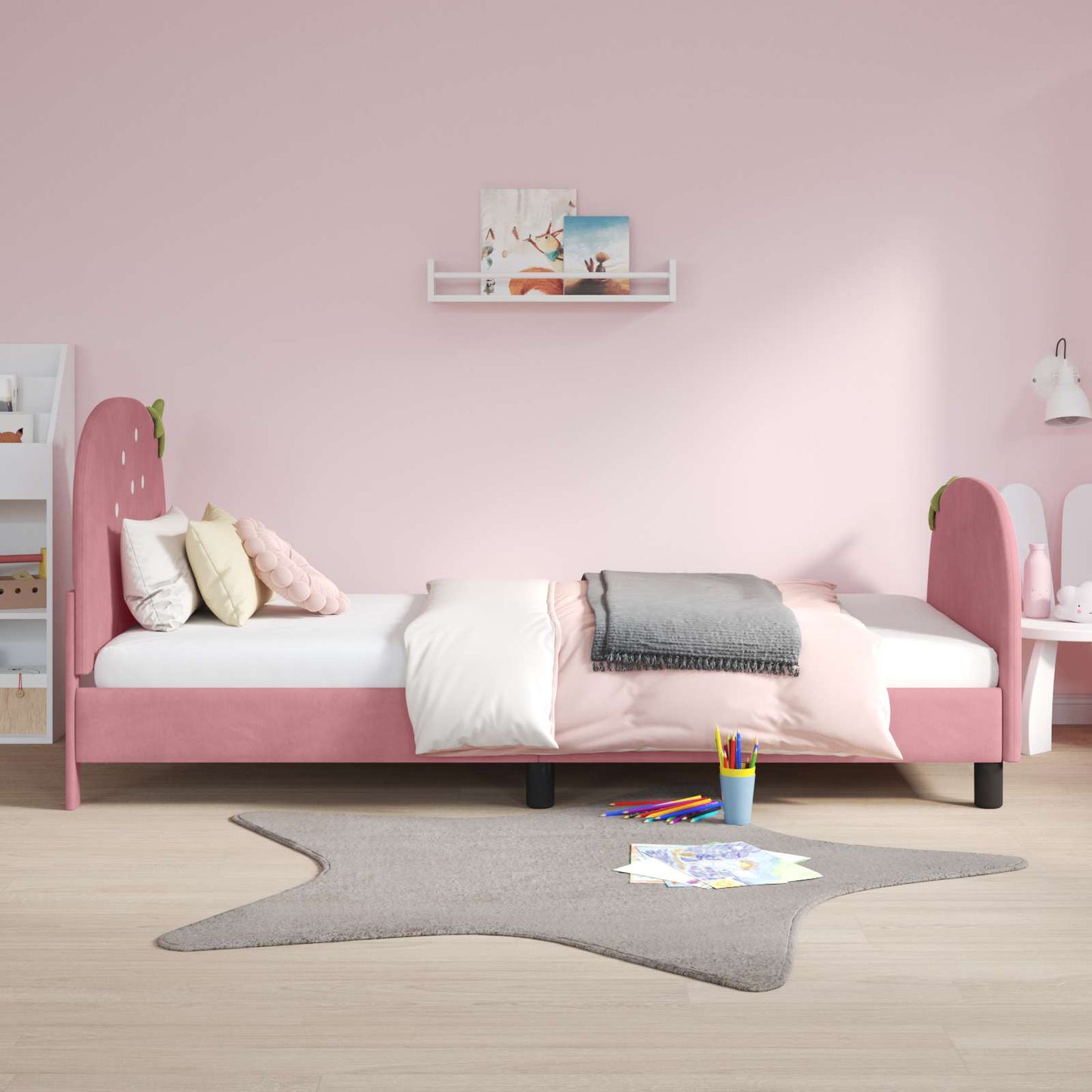 Bedframe voor kinderen met hoofdbord Roze 90 x 190 cm Fluweel