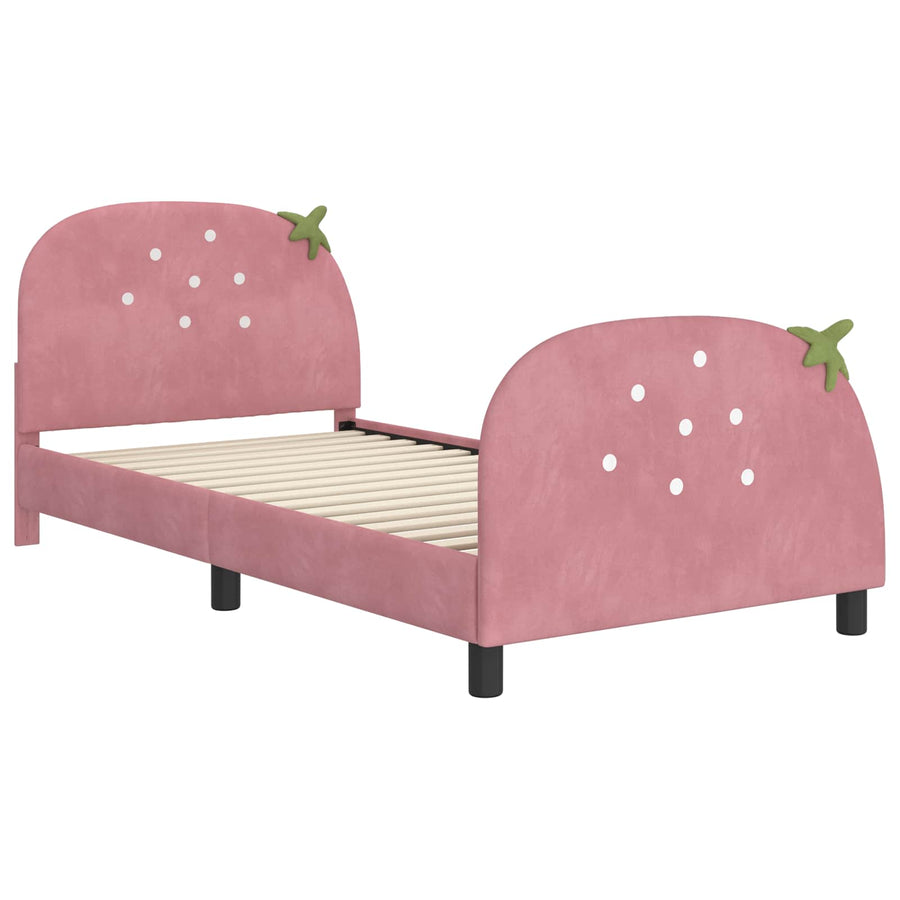 Bedframe voor kinderen met hoofdbord Roze 90 x 190 cm Fluweel