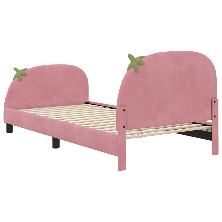 Bedframe voor kinderen met hoofdbord Roze 90 x 190 cm Fluweel