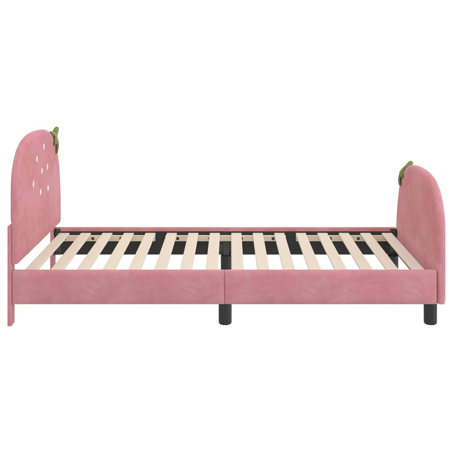 Bedframe voor kinderen met hoofdbord Roze 90 x 190 cm Fluweel