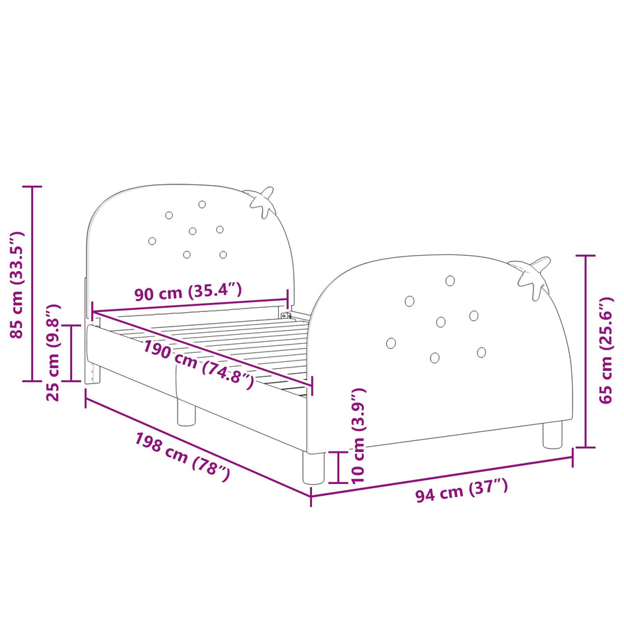 Bedframe voor kinderen met hoofdbord Roze 90 x 190 cm Fluweel