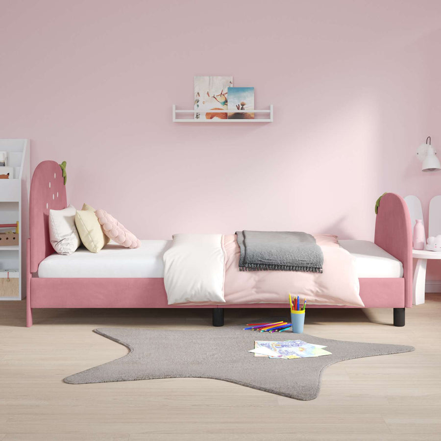 Bedframe voor kinderen met hoofdbord Roze 90 x 200 cm Fluweel