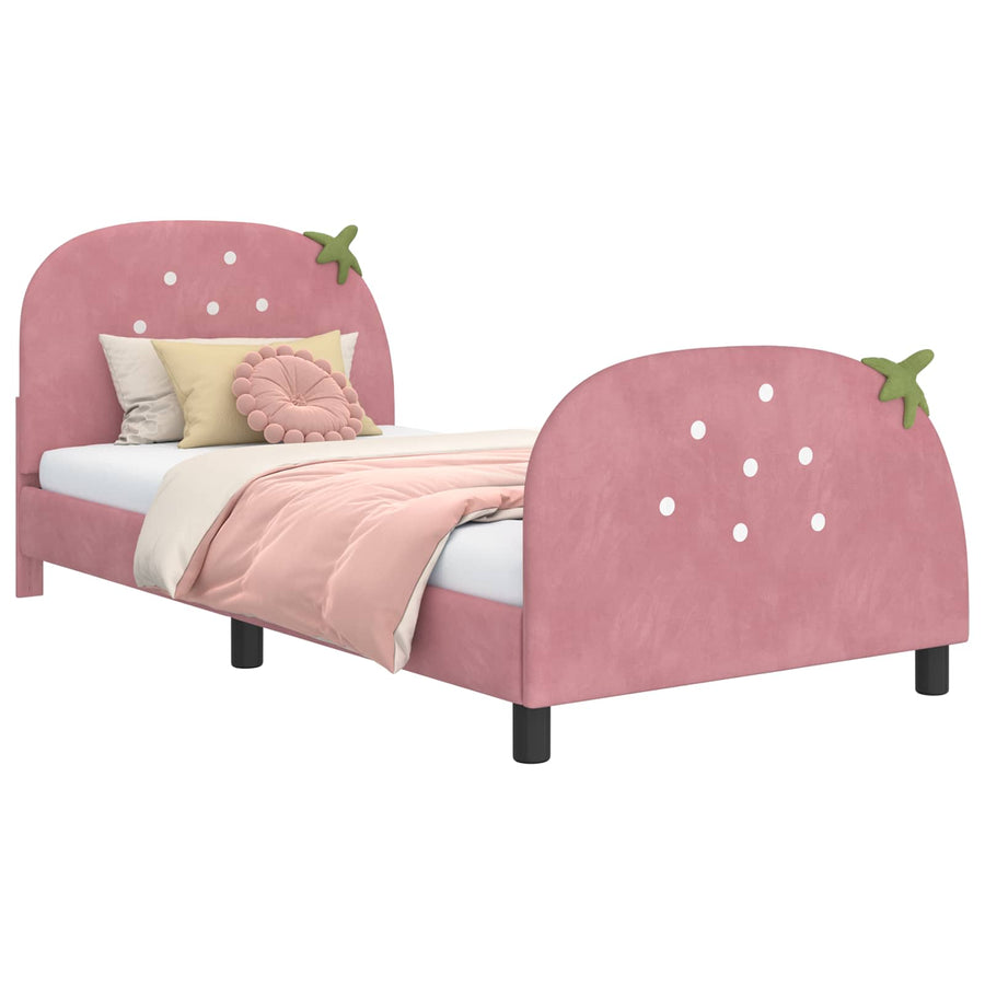 Bedframe voor kinderen met hoofdbord Roze 90 x 200 cm Fluweel