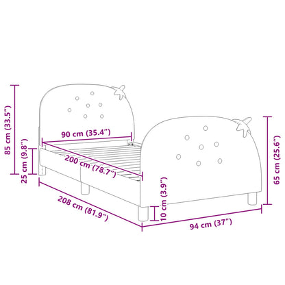 Bedframe voor kinderen met hoofdbord Roze 90 x 200 cm Fluweel