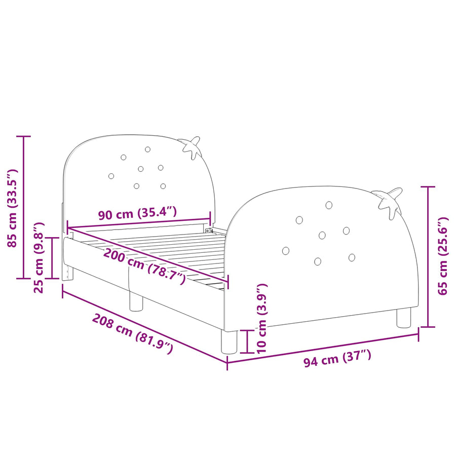 Bedframe voor kinderen met hoofdbord Roze 90 x 200 cm Fluweel