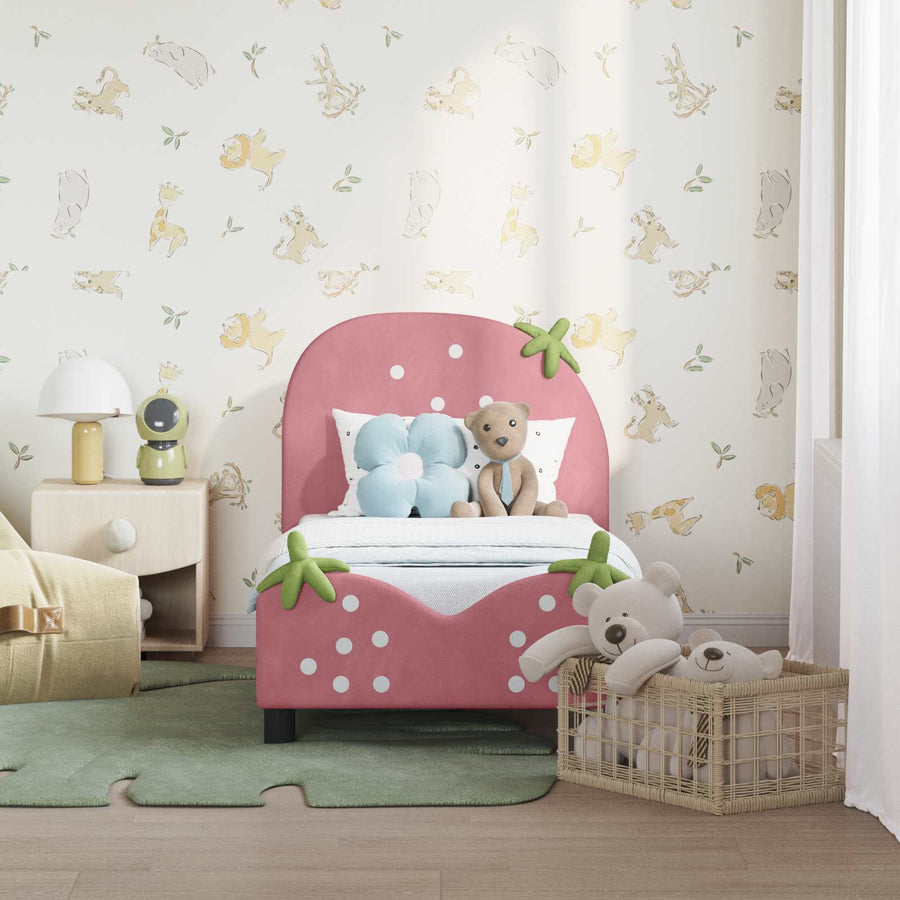Peuterbedframe met hoofdbord Roze 70 x 140 cm Fluweel