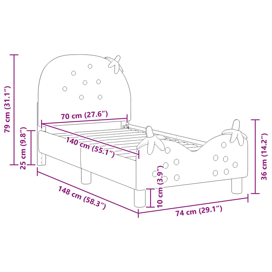 Peuterbedframe met hoofdbord Roze 70 x 140 cm Fluweel