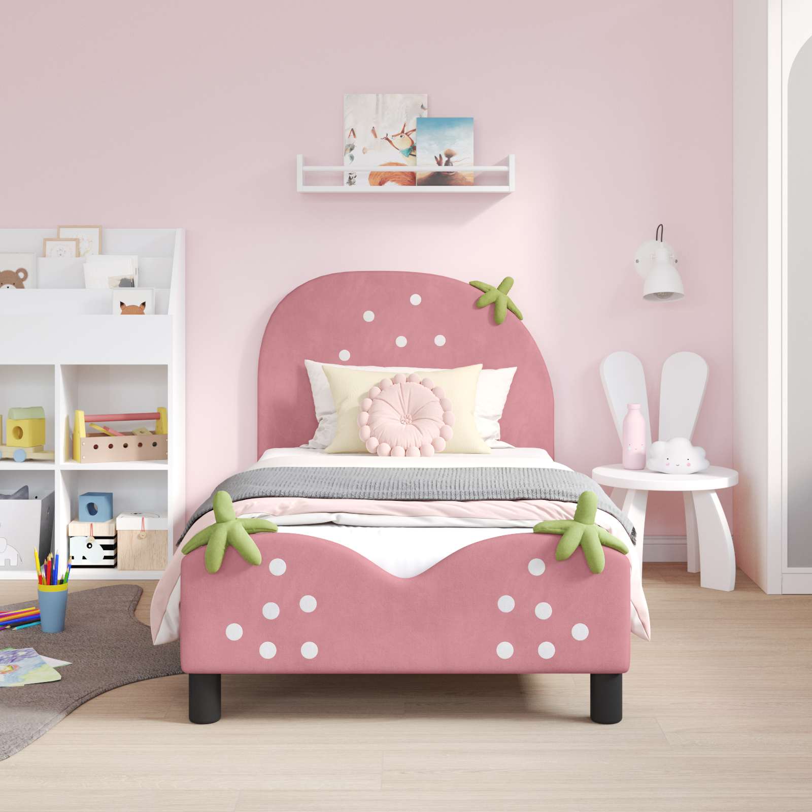 Bedframe voor kinderen met hoofdbord Roze 80 x 160 cm Fluweel