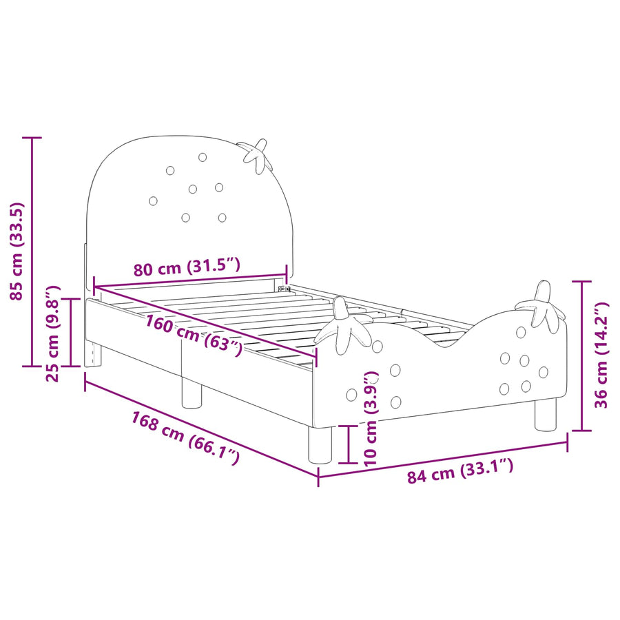 Bedframe voor kinderen met hoofdbord Roze 80 x 160 cm Fluweel