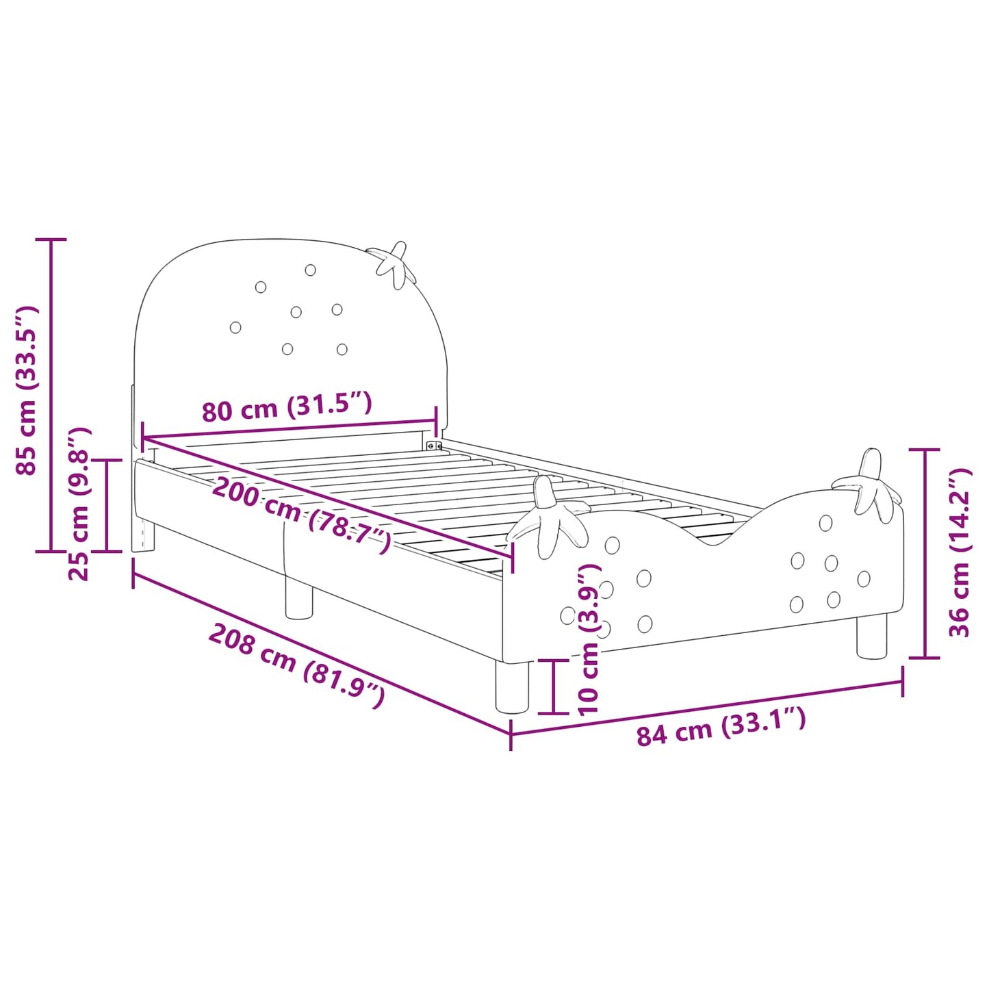 Bedframe voor kinderen met hoofdbord Roze 80 x 200 cm Fluweel