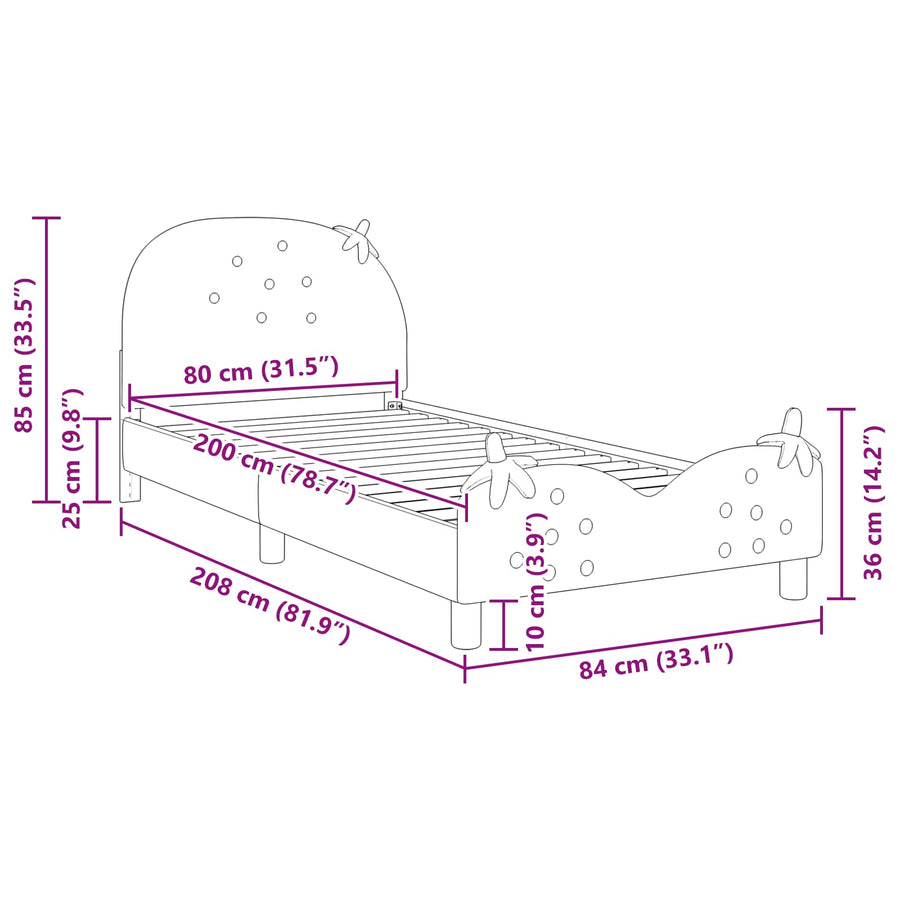 Bedframe voor kinderen met hoofdbord Roze 80 x 200 cm Fluweel