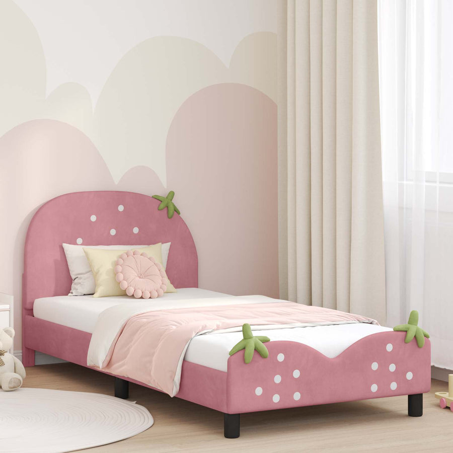 Bedframe voor kinderen met hoofdbord Roze 90 x 190 cm Fluweel