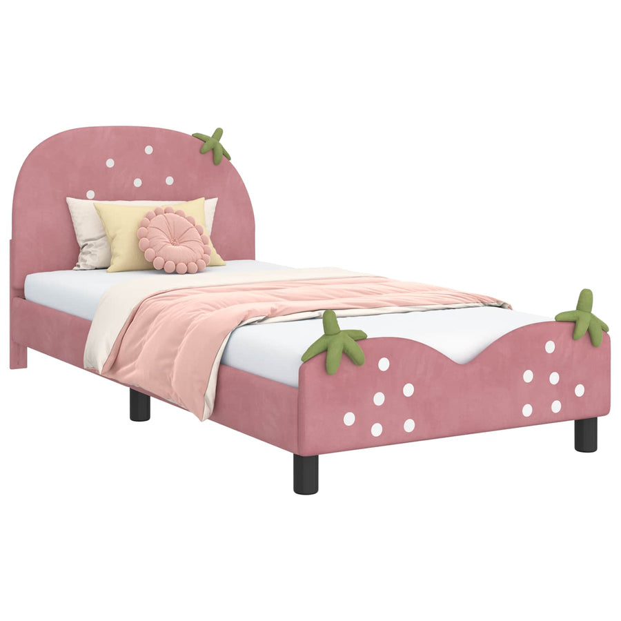 Bedframe voor kinderen met hoofdbord Roze 90 x 190 cm Fluweel