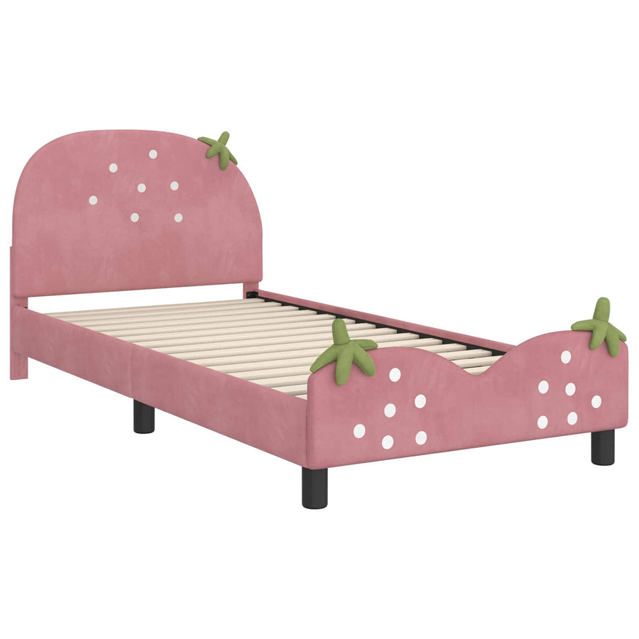 Bedframe voor kinderen met hoofdbord Roze 90 x 190 cm Fluweel