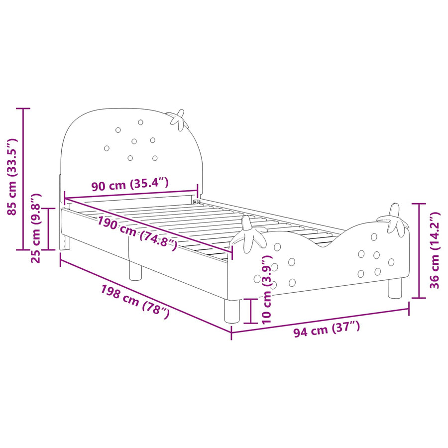 Bedframe voor kinderen met hoofdbord Roze 90 x 190 cm Fluweel