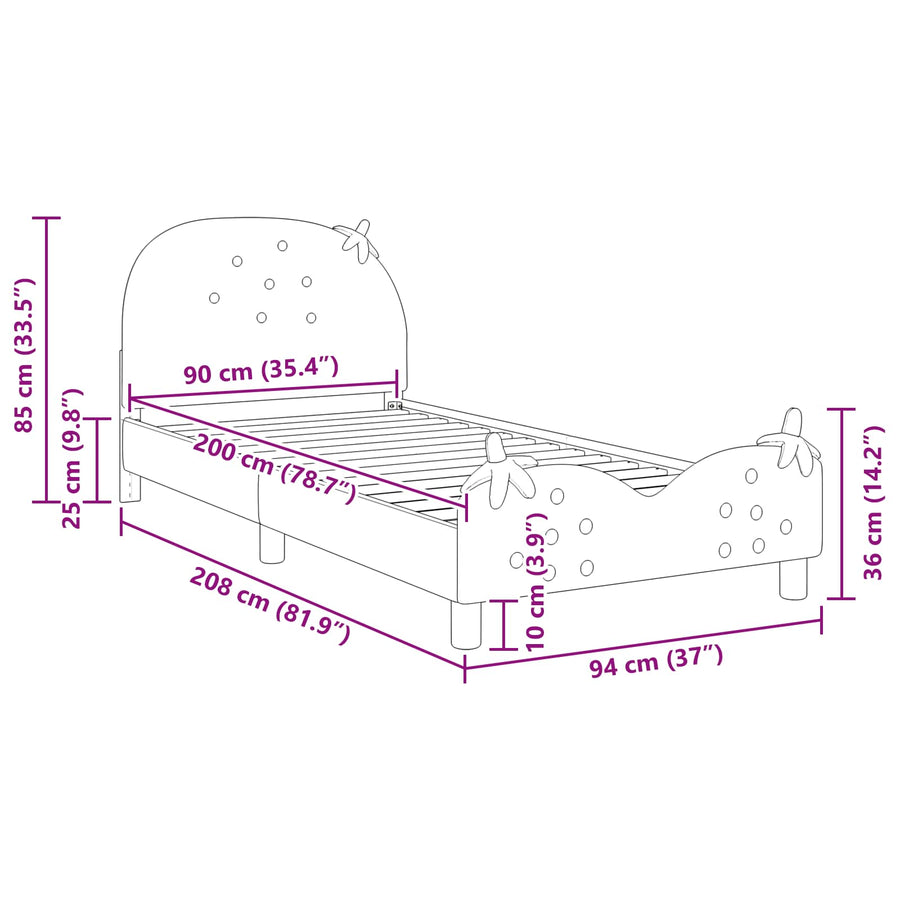 Bedframe voor kinderen met hoofdbord Roze 90 x 200 cm Fluweel