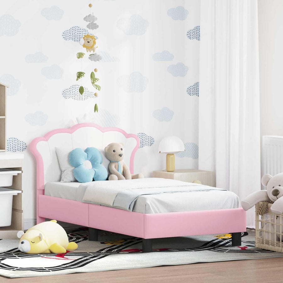 Peuterbedframe met hoofdbord met hoofdeinde Roze 70 x 140 cm PU