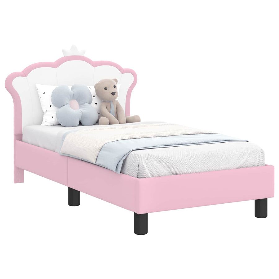 Peuterbedframe met hoofdbord met hoofdeinde Roze 70 x 140 cm PU