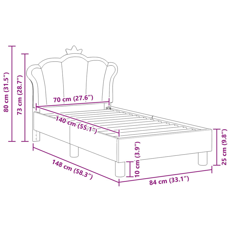 Peuterbedframe met hoofdbord met hoofdeinde Roze 70 x 140 cm PU
