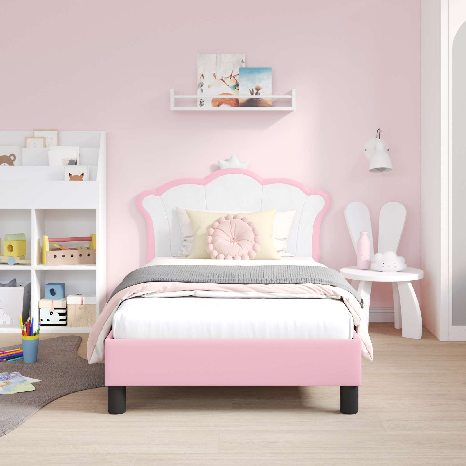 Bedframe voor kinderen met hoofdbord Roze 80 x 160 cm PU
