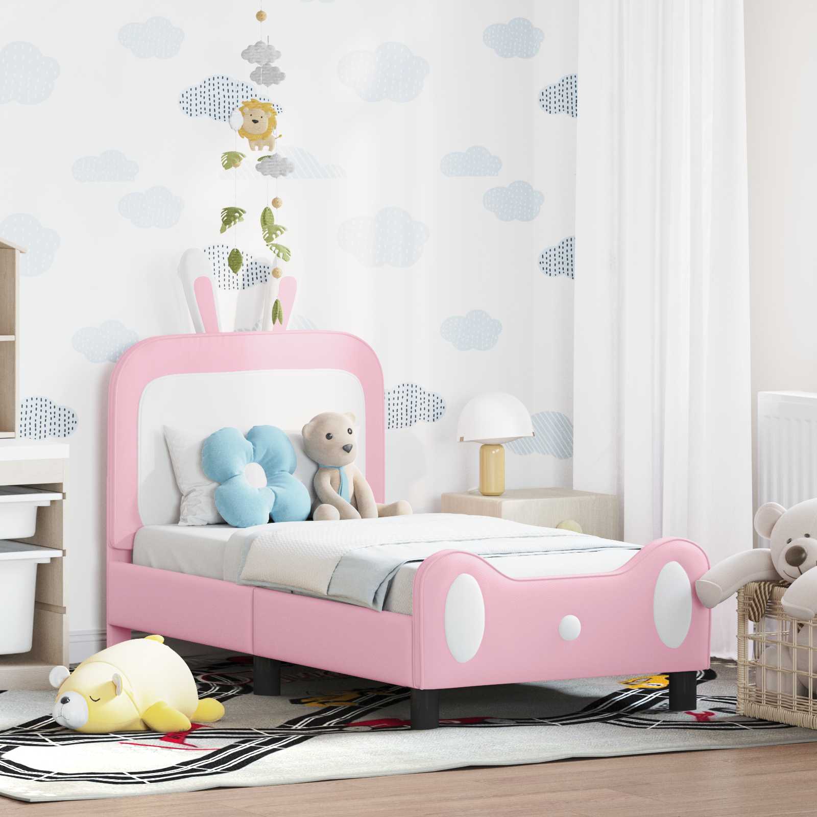 Peuterbedframe met hoofdbord met hoofdeinde Roze 70 x 140 cm PU