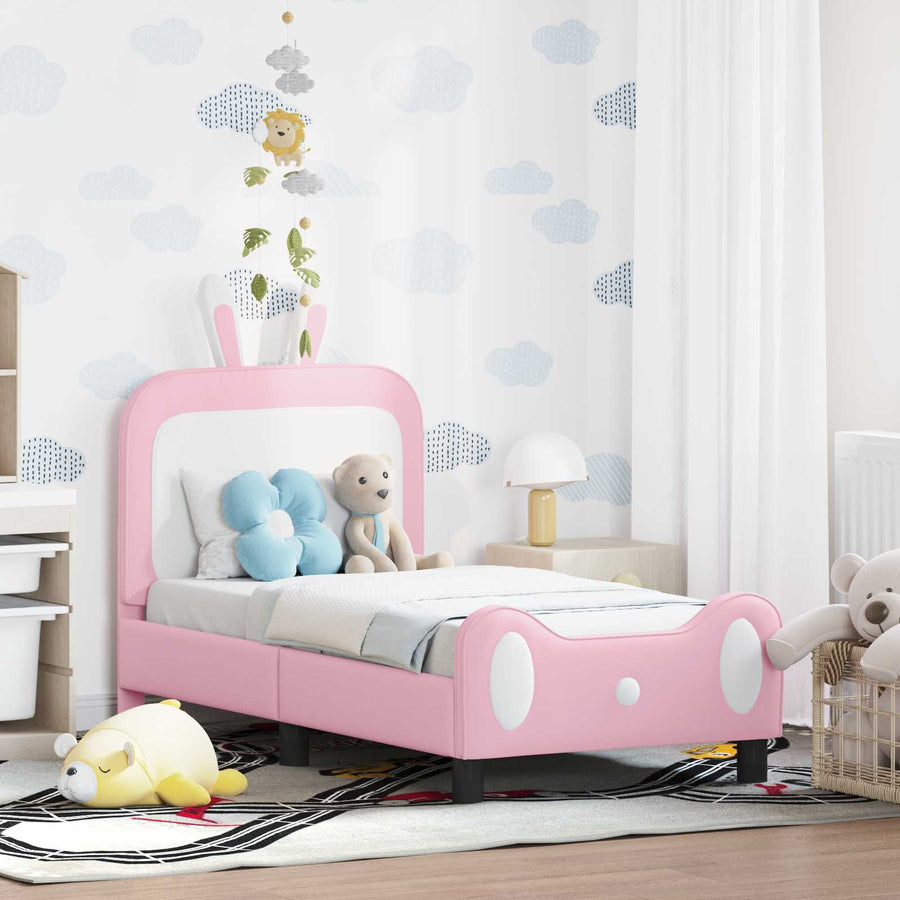 Peuterbedframe met hoofdbord met hoofdeinde Roze 70 x 140 cm PU