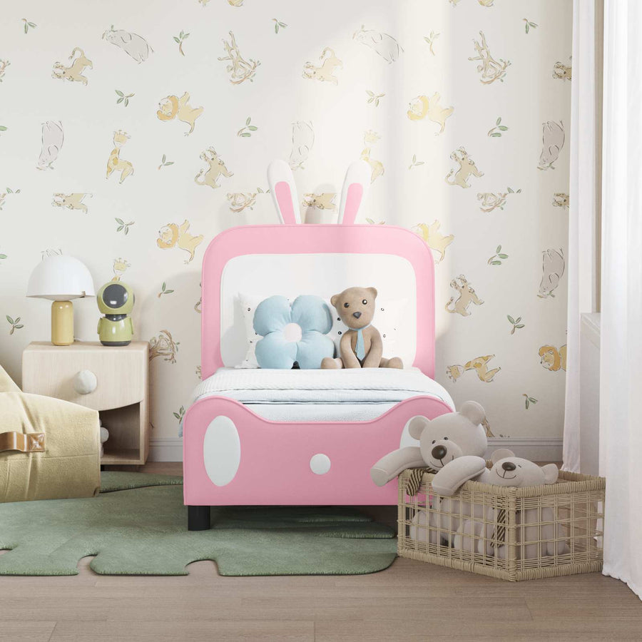 Peuterbedframe met hoofdbord met hoofdeinde Roze 70 x 140 cm PU