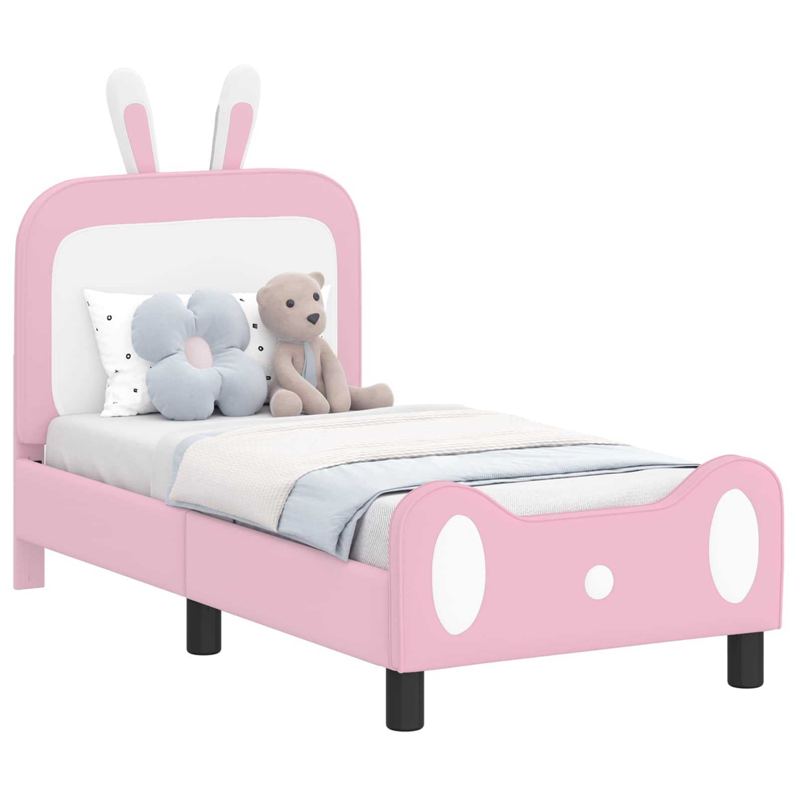 Peuterbedframe met hoofdbord met hoofdeinde Roze 70 x 140 cm PU