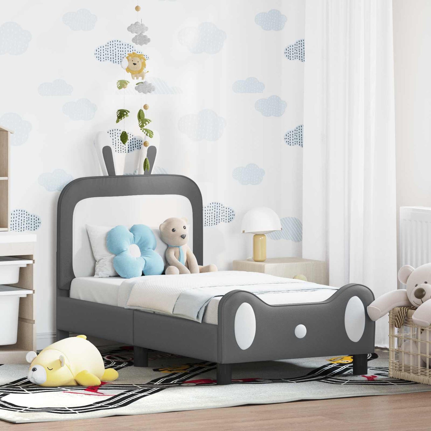 Peuterbedframe met hoofdbord Lichtgrijs 70 x 140 cm PU