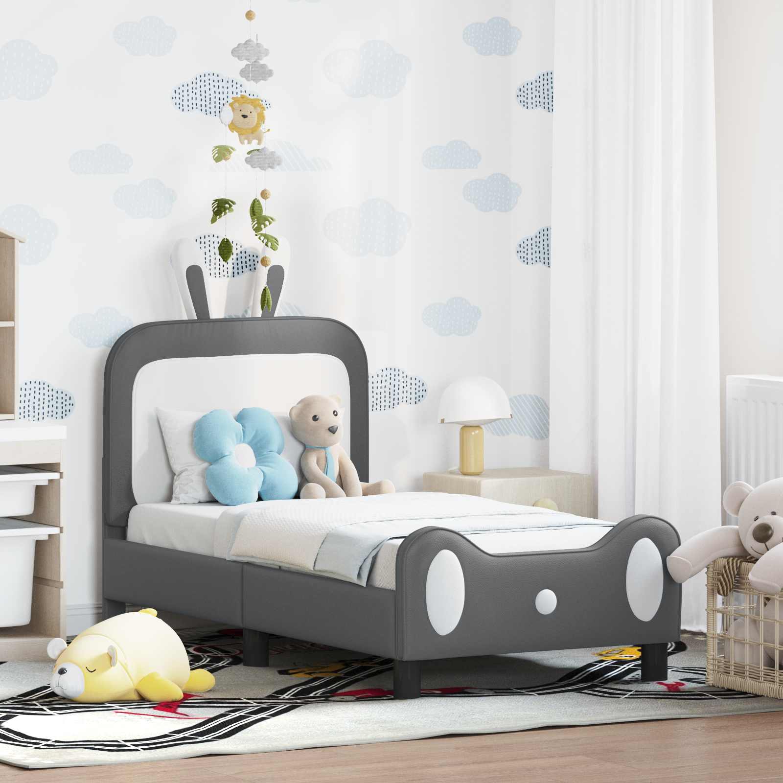 Peuterbedframe met hoofdbord Lichtgrijs 70 x 140 cm PU