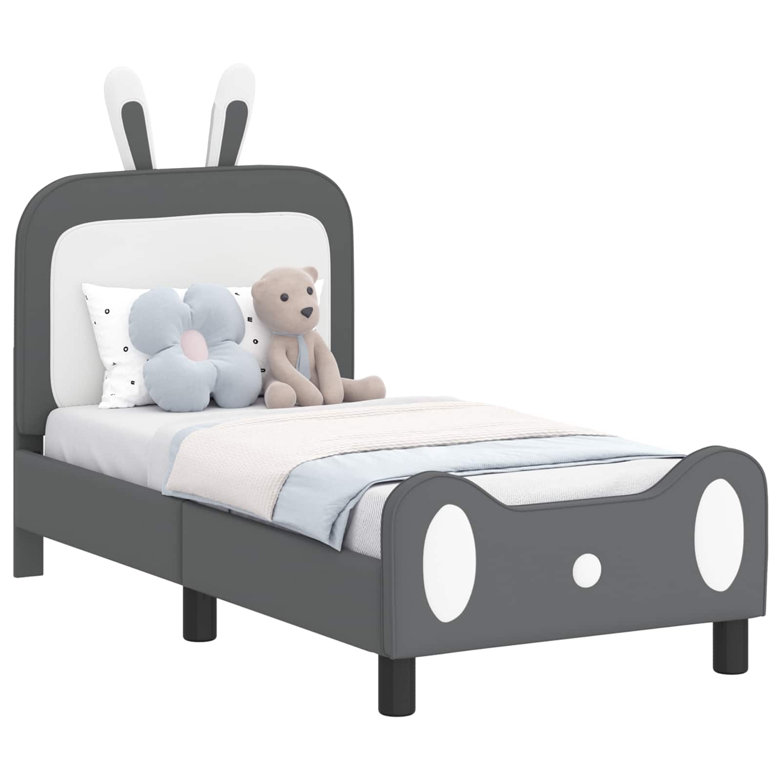 Peuterbedframe met hoofdbord Lichtgrijs 70 x 140 cm PU