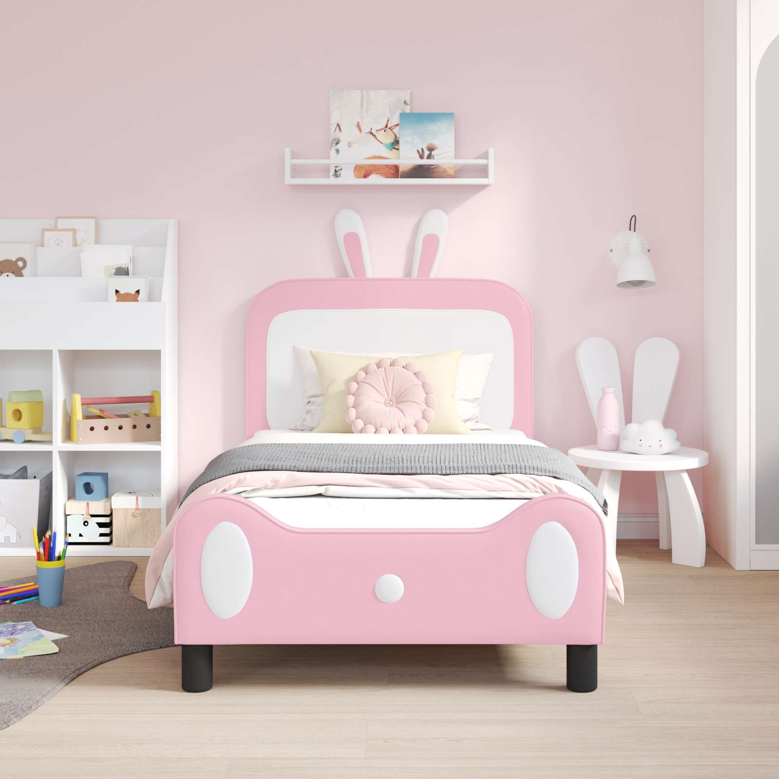 Bedframe voor kinderen met hoofdbord Roze 80 x 160 cm PU