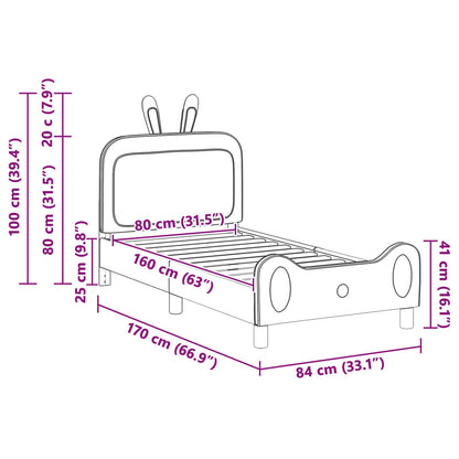 Bedframe voor kinderen met hoofdbord Roze 80 x 160 cm PU