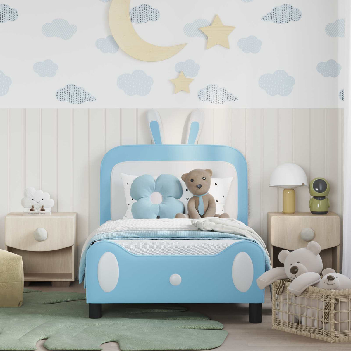 Bedframe voor kinderen met hoofdbord Blauw 80 x 160 cm PU